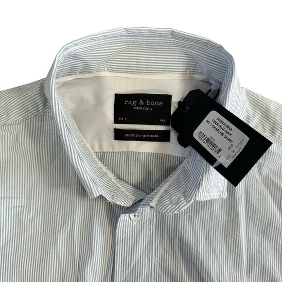 Rag & Bone Men's Fit 1 Charles Shirt Striped Size 14.5 - Picture 4 of 8